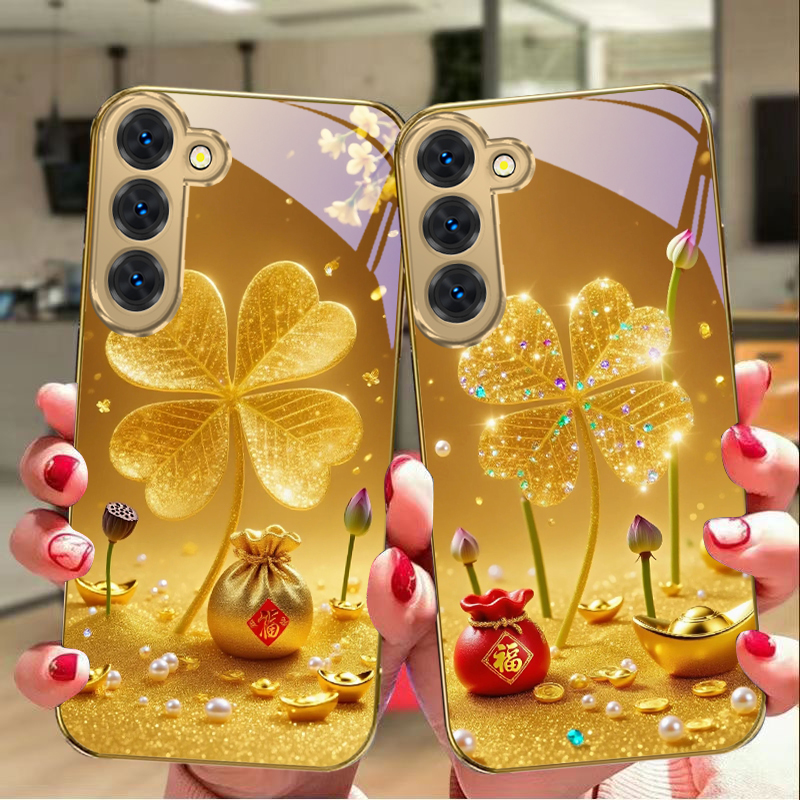 Tablet S9 Fe Accessories - Funda de teléfono de cristal dorado